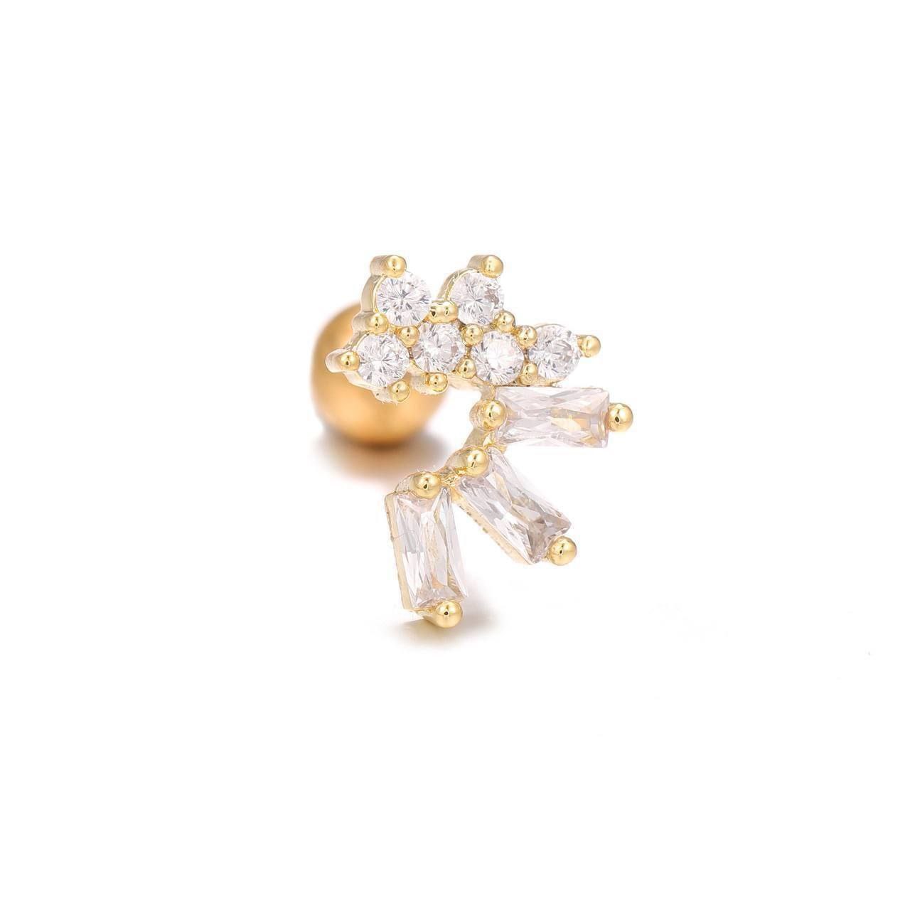Ball Back Piercing Stainless Steel 316 with Zircon Stones    S1