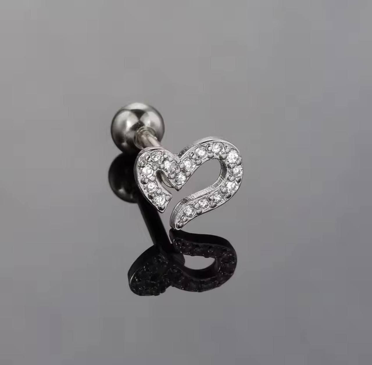 Ball Back Piercing Stainless Steel 316 with Zircon Stones    S1