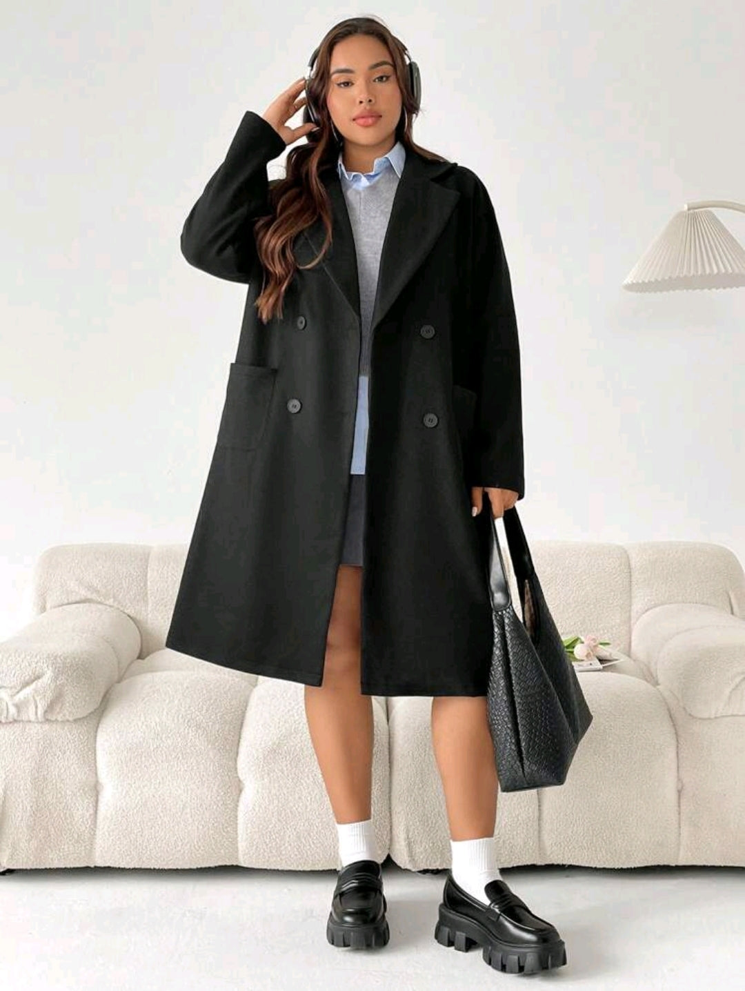 Product Name:
SHEIN EZwear Plus Size Solid Color Cotton Knit Sweater for Women, Long Sleeve, Winter Wear