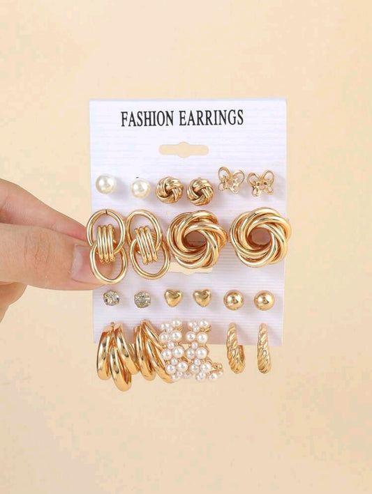 11 Pairs Butterfly & Imitation Pearl Earrings – Ramadan Collection