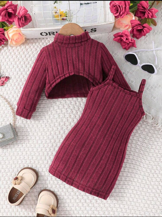 Product Name:
Zee Baby Girl 2-Piece Outfit – High Neck Top & Camisole Dress Skirt Set