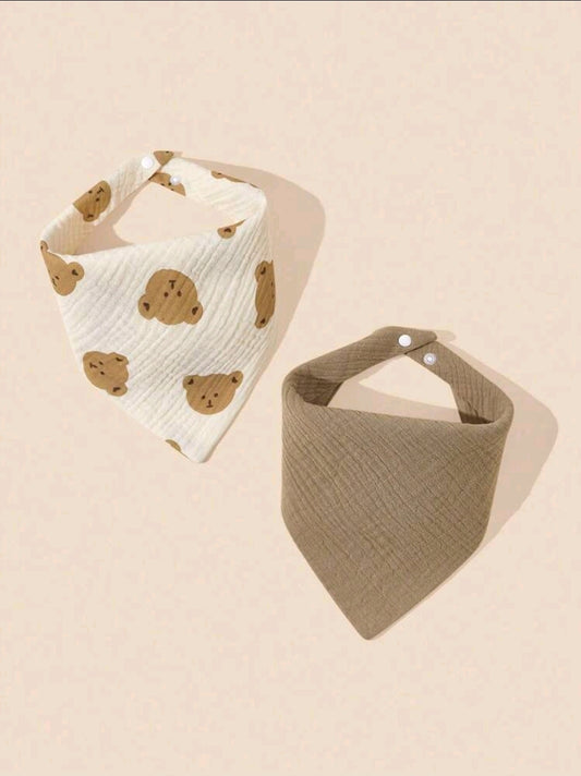 2-Piece Baby Diaper Set with Cute Bear Print
