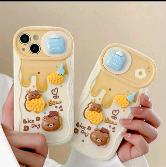 Cute 3D Bear Silicone Protective Phone Case for iPhone Series (iphone 11 pro) 