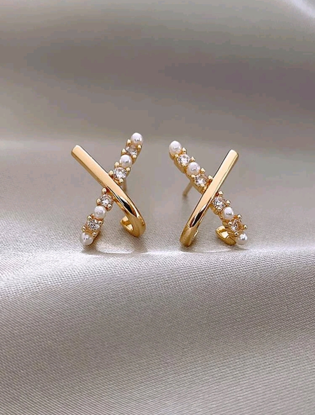 Beaded Earrings with Imitation Pearls