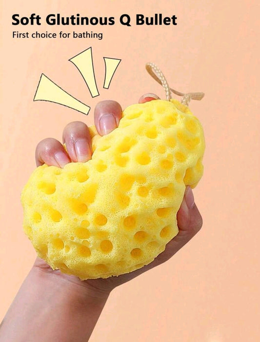 Baby & Infant Bath Sponge with Yellow Cheese Scent – Soft Honeycomb Ball