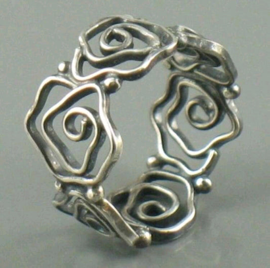 Modern Unisex Rose Design Open Ring