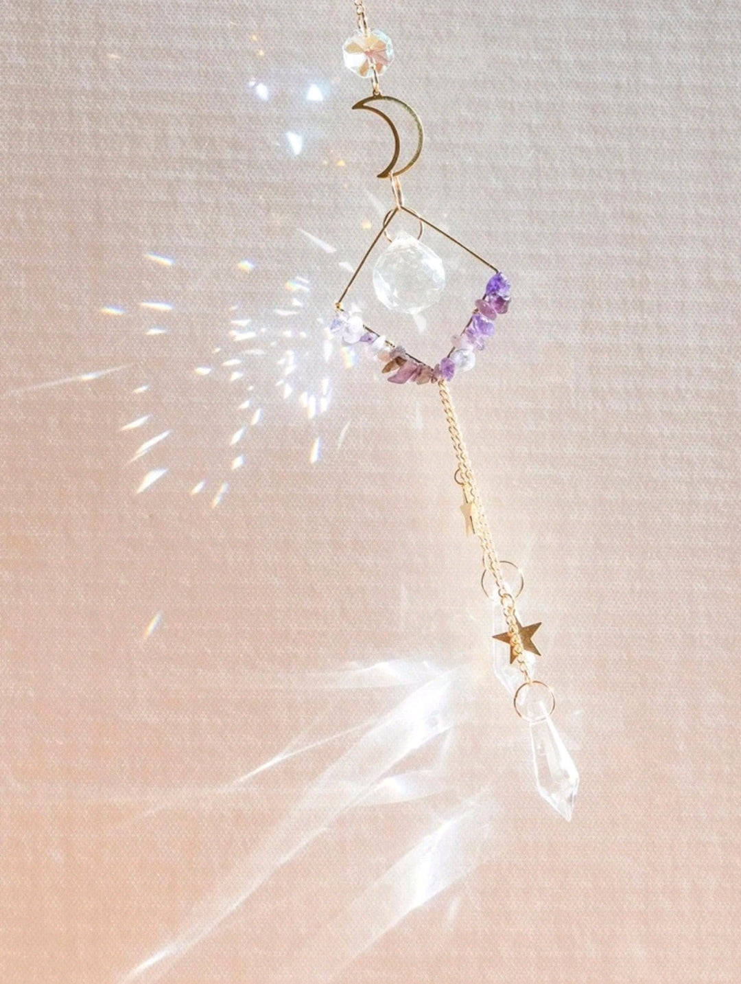 1 Piece Hanging Wall Decoration – Modern Moon with Artificial Crystal