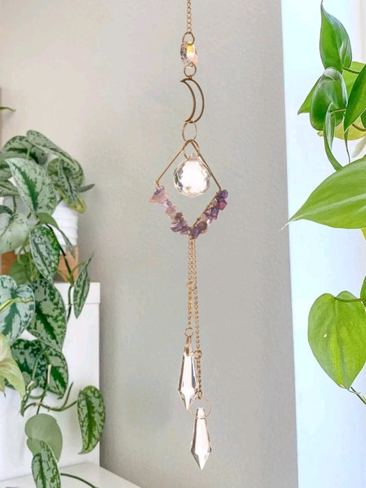 1 Piece Hanging Wall Decoration – Modern Moon with Artificial Crystal