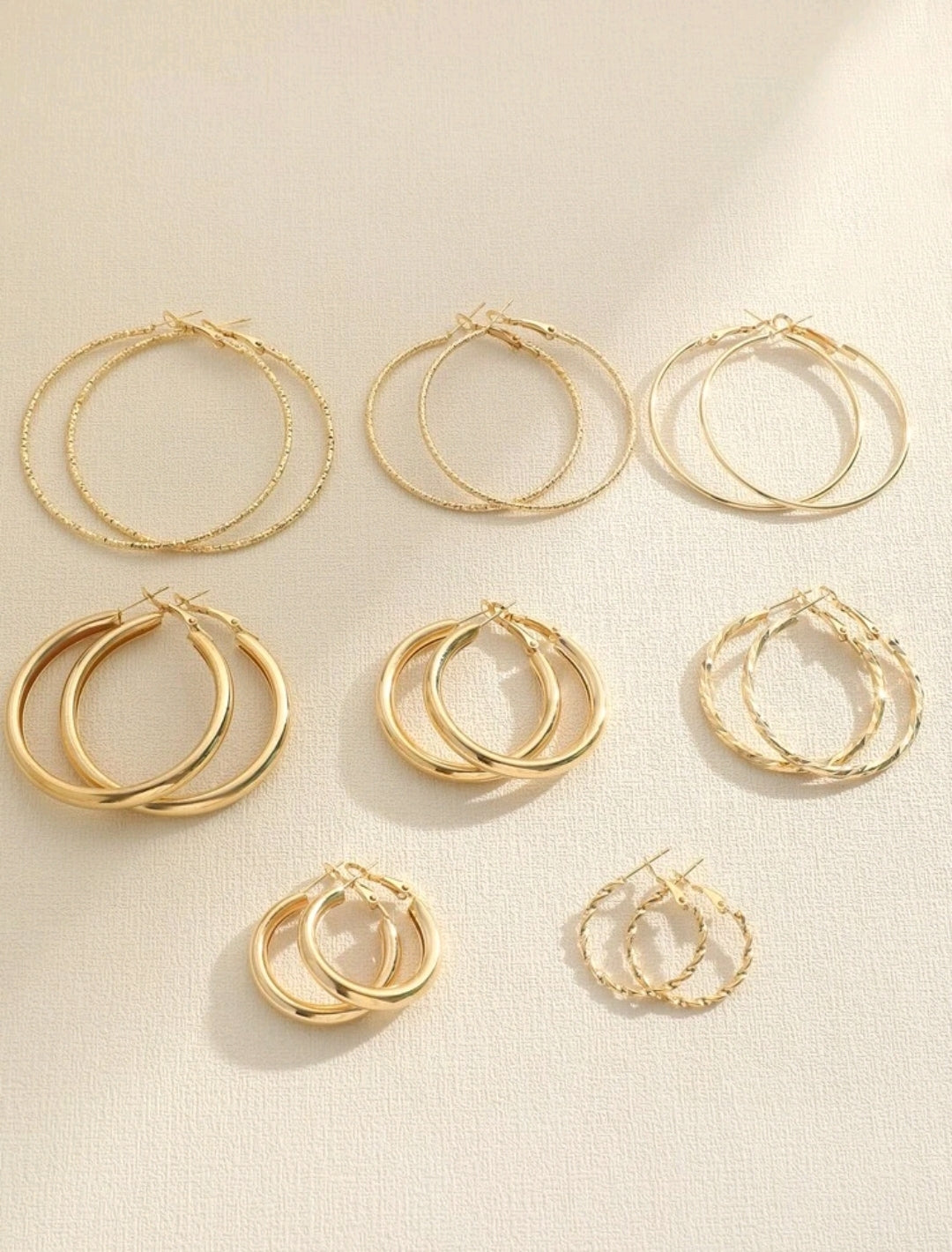 Oversized Versatile Round Metal Hoop Earrings Set – Double Design