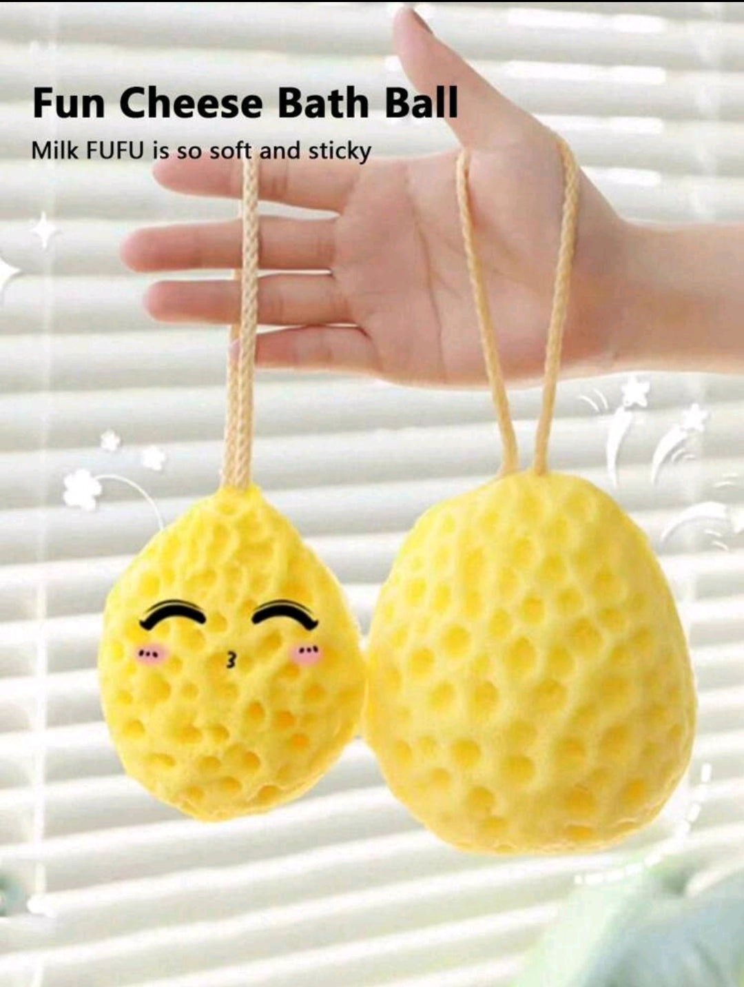 Baby & Infant Bath Sponge with Yellow Cheese Scent – Soft Honeycomb Ball