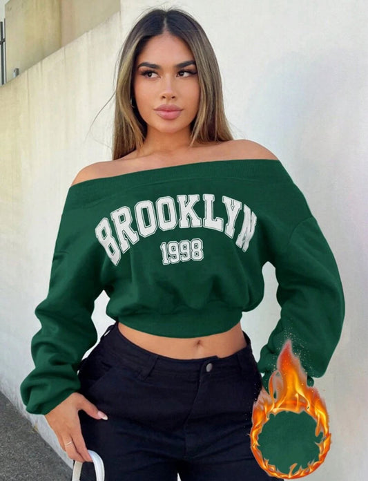 SHEIN SXY Drop Shoulder Letter Graphic Sweatshirt – Women’s Casual Wear