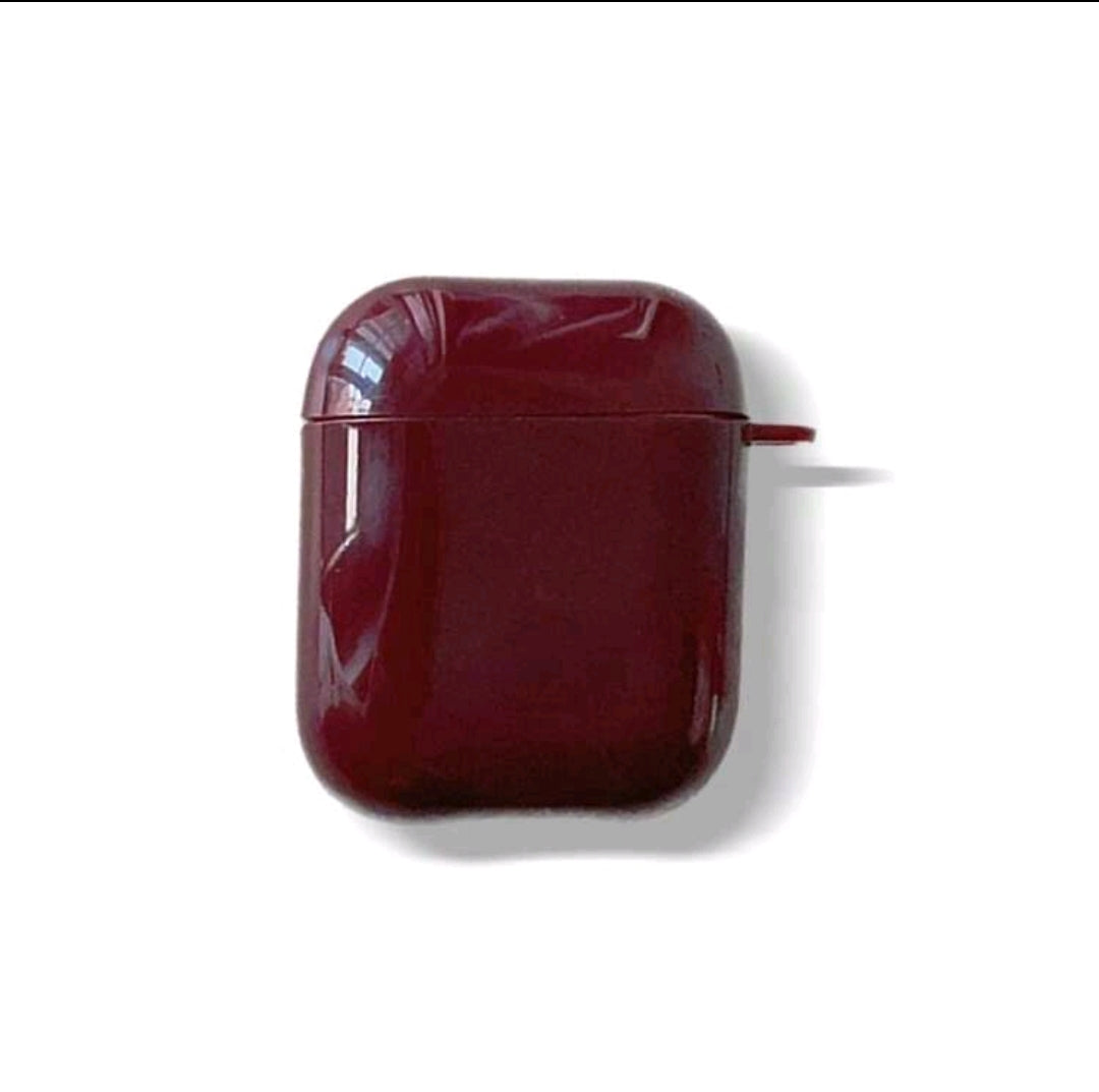 Transparent Burgundy Protective Case for AirPods