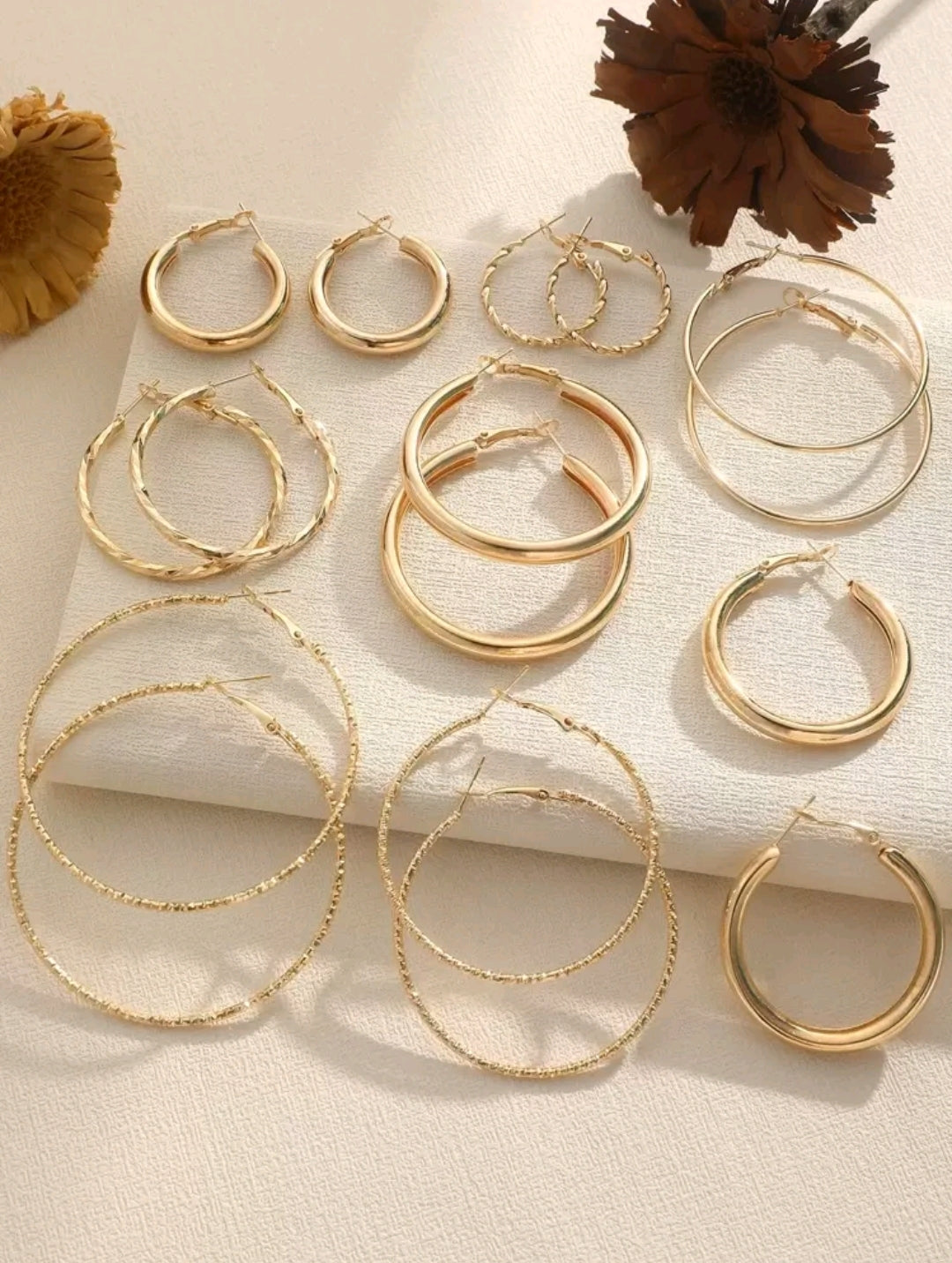 Oversized Versatile Round Metal Hoop Earrings Set – Double Design